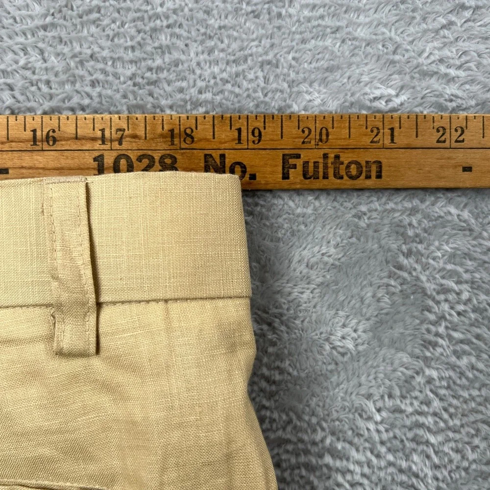 Prestige Original Mens Tan Linen Pants Pleated‎ Straight Leg Trousers 38x32
